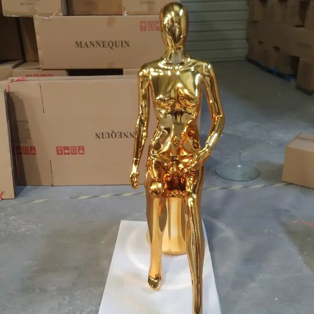 Sitting Seated Chrome Gold Female Mannequin Sitting Seated Chrome Gold Female Mannequin