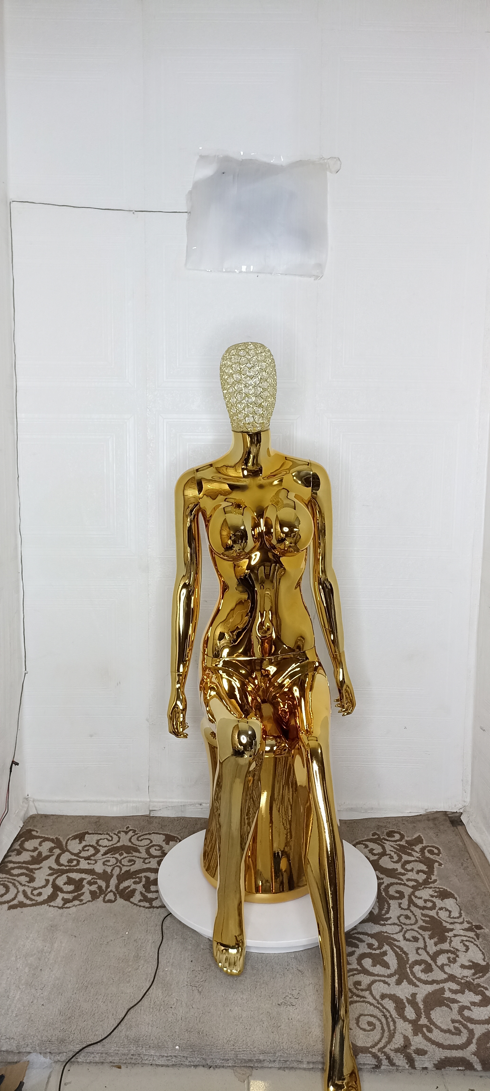 Sitting Seated Chrome Gold Female Mannequin Sitting Seated Chrome Gold Female Mannequin