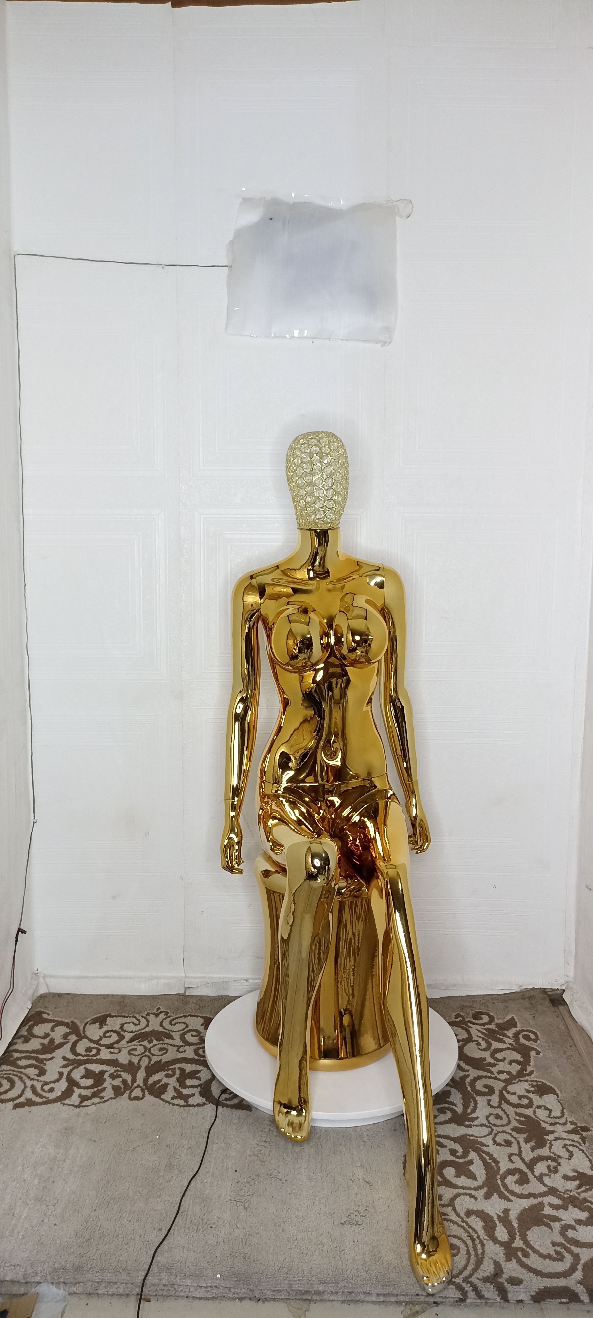 Sitting Seated Chrome Gold Female Mannequin Sitting Seated Chrome Gold Female Mannequin