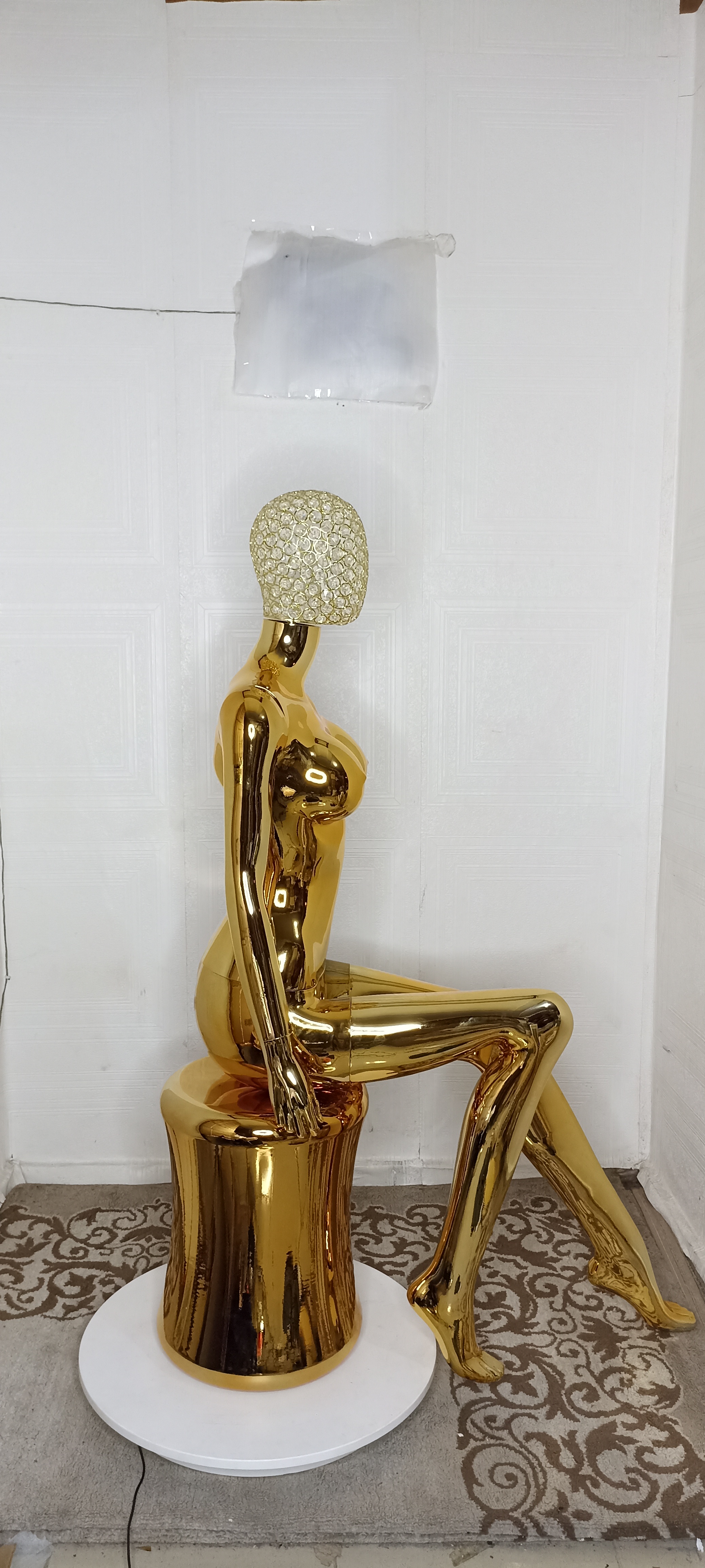 Sitting Seated Chrome Gold Female Mannequin Sitting Seated Chrome Gold Female Mannequin