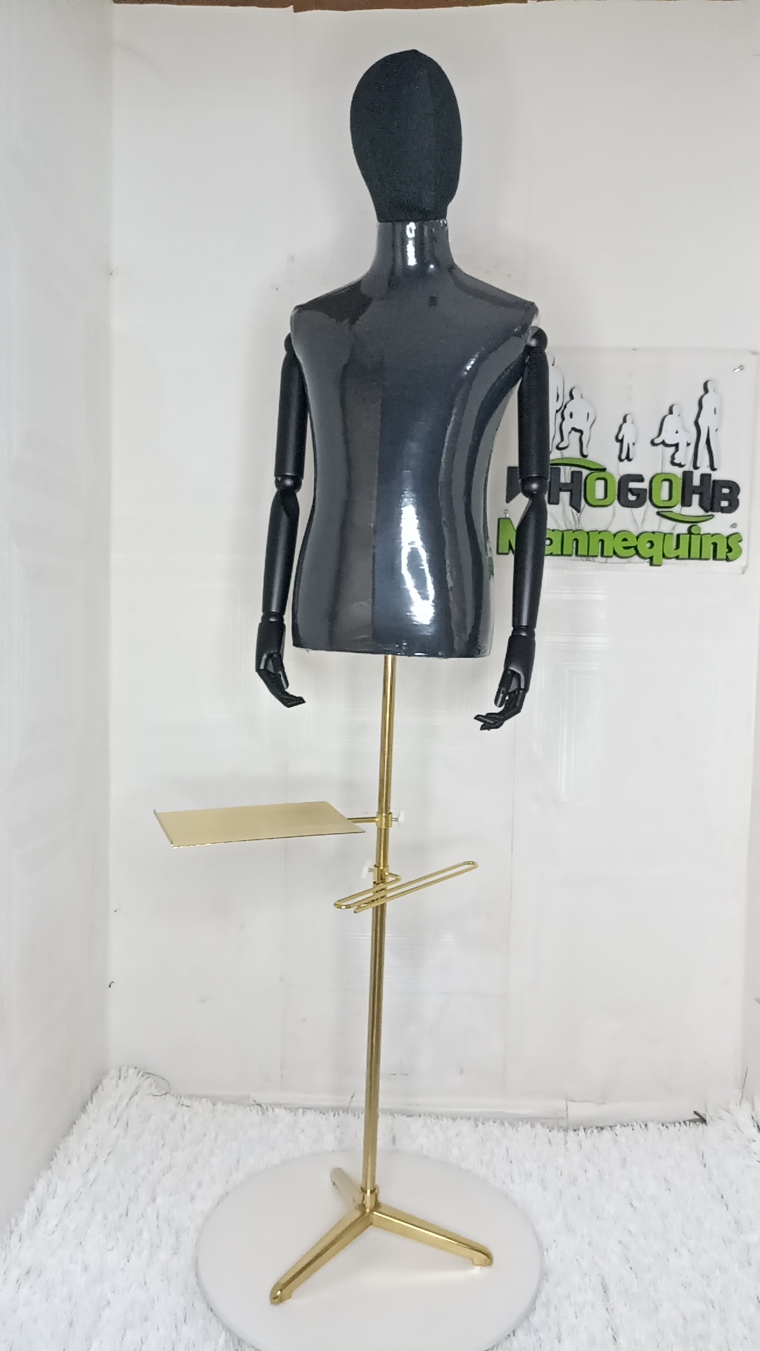Tom Half Body Male Dressform Mannequin with wooden skeleton hands and Detachable Head Tom Half Body Male Dressform Mannequin with wooden skeleton hands and Detachable Head