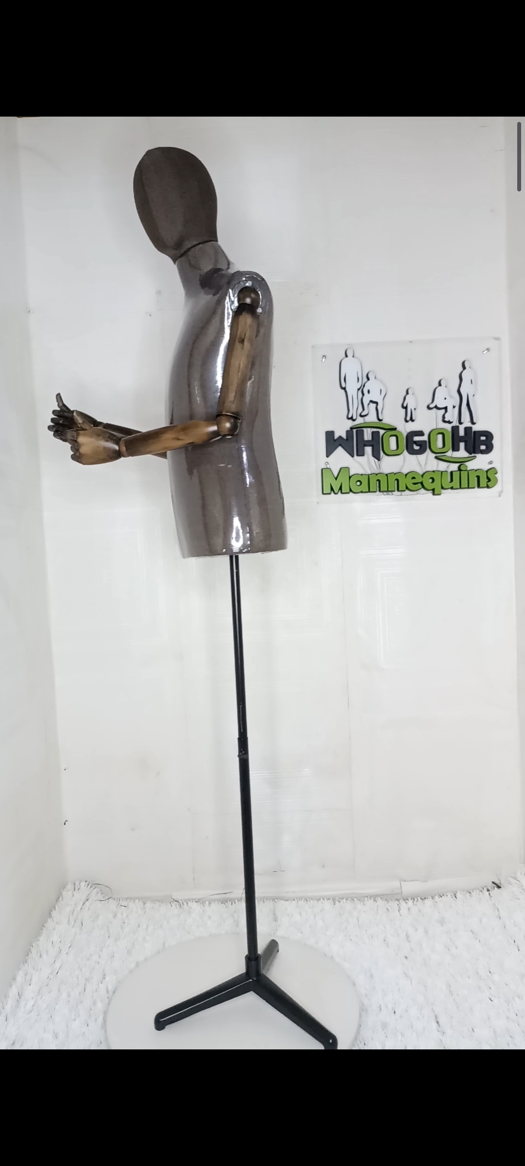 Tom Half Body Male Dressform Mannequin with wooden skeleton hands and Detachable Head Tom Half Body Male Dressform Mannequin with wooden skeleton hands and Detachable Head