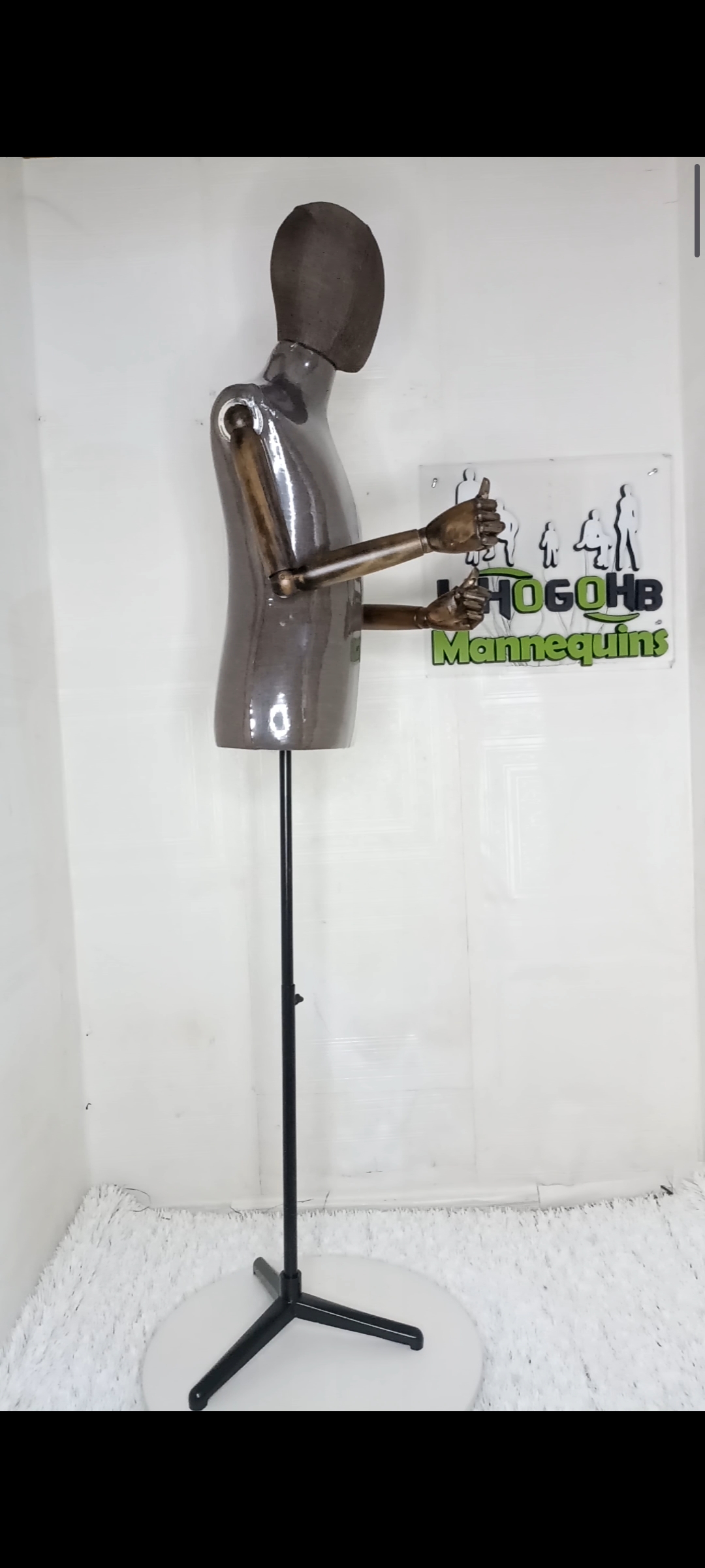 Tom Half Body Male Dressform Mannequin with wooden skeleton hands and Detachable Head Tom Half Body Male Dressform Mannequin with wooden skeleton hands and Detachable Head