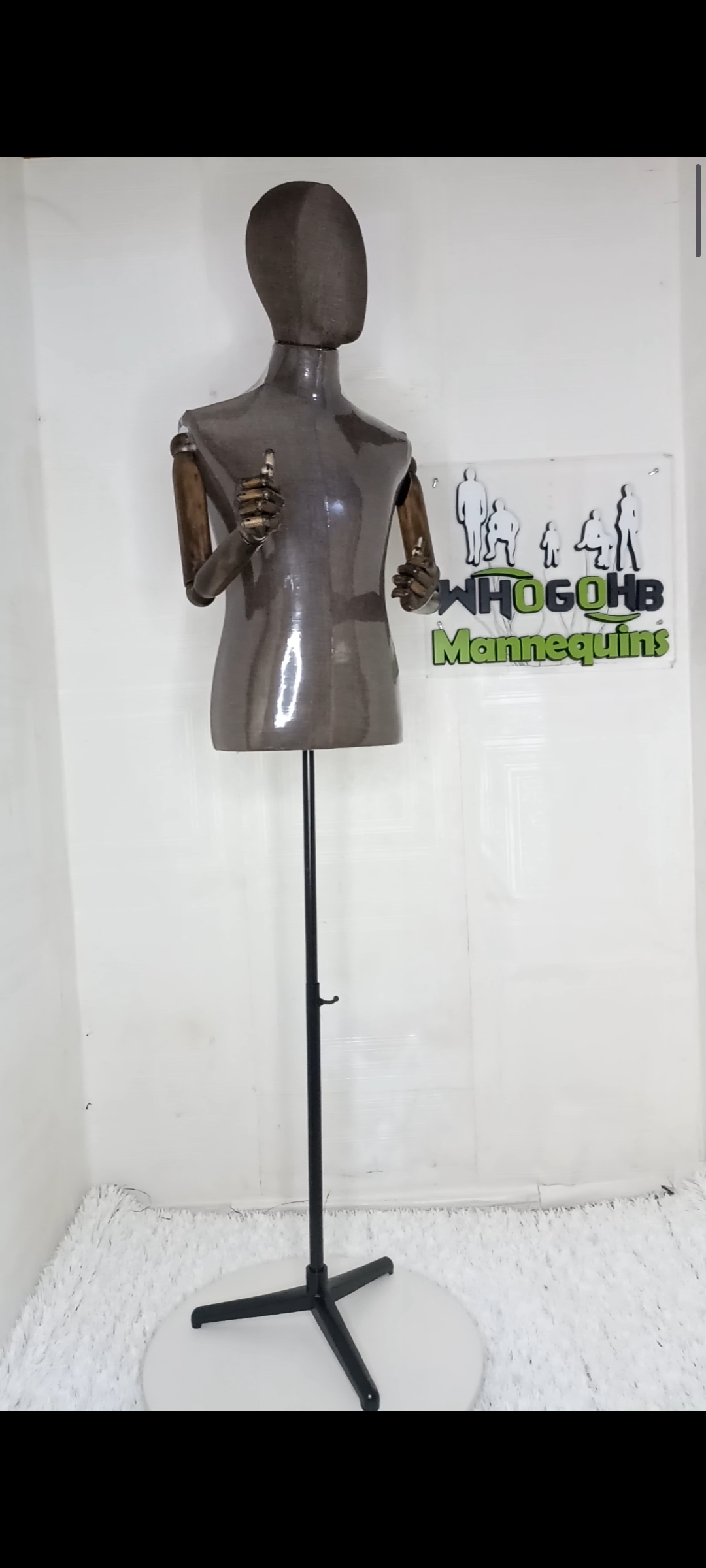Tom Half Body Male Dressform Mannequin with wooden skeleton hands and Detachable Head Tom Half Body Male Dressform Mannequin with wooden skeleton hands and Detachable Head
